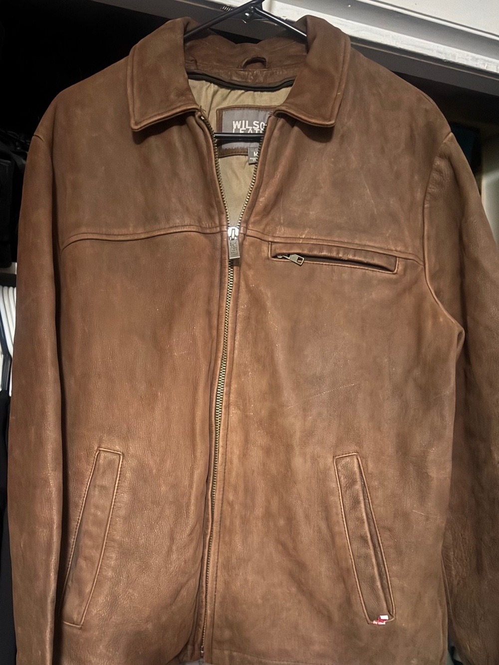 Wilson Men's Brown Leather Bomber Jacket
